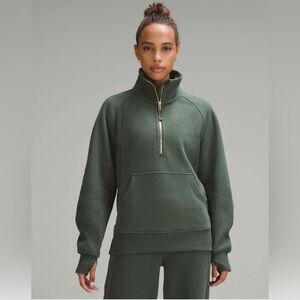 Lululemon Scuba Oversized Funnel Neck Half Zip Dark Forest Gold